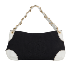 Shoulder Bag, Fabric/Leather, Black/White, 8027358, 2*